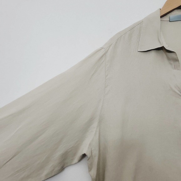 Marsh Landing II Women's 2X Beige Button Front Linen Shirt Lagenlook Lightweght - Picture 4 of 9